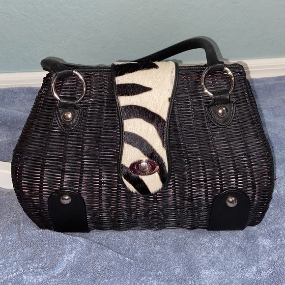 RARE Like new Adrienne Vittadini | vintage 90's wicker bag calf hair - Picture 16 of 16